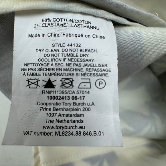 Tory Burch Kara Rosemont Blue Floral Cottage Garden Cropped Pants Women's Size 6 - Picture 8 of 9